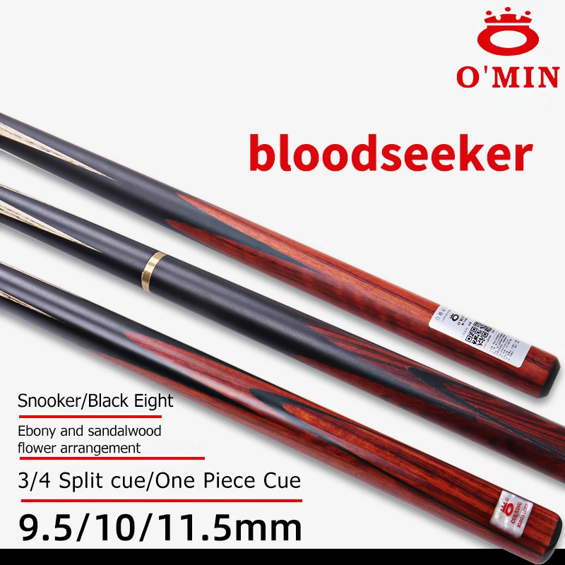 OMIN-Professional Snooker Cue Billiard Stick Original 3/4 Split Ash Wood Tip, Size 9.5mm, 10mm, 11.5mm, One Piece,With Extender