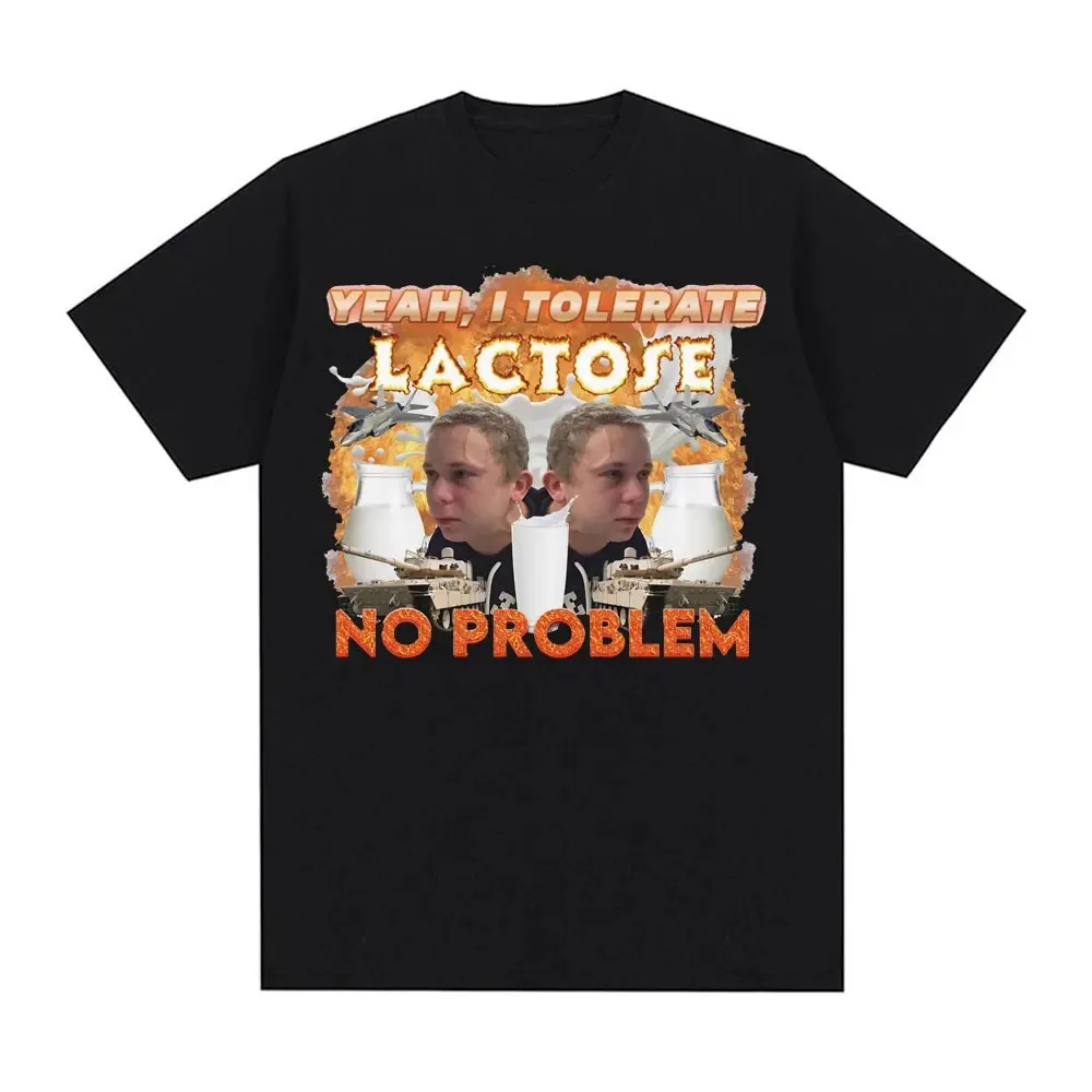 

Забавная футболка Lactose Intolerant, мужская и женская винтажная повседневная футболка с коротким рукавом, футболка большого размера с юмором, топы в стиле Харадзюку