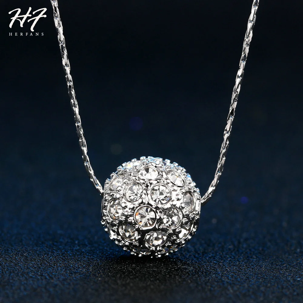 Trendy Lucky Ball Pendants Necklaces for Women Rose White Gold Color CZ Crystal Fashion Jewelry For Girls Xmas Gift N252