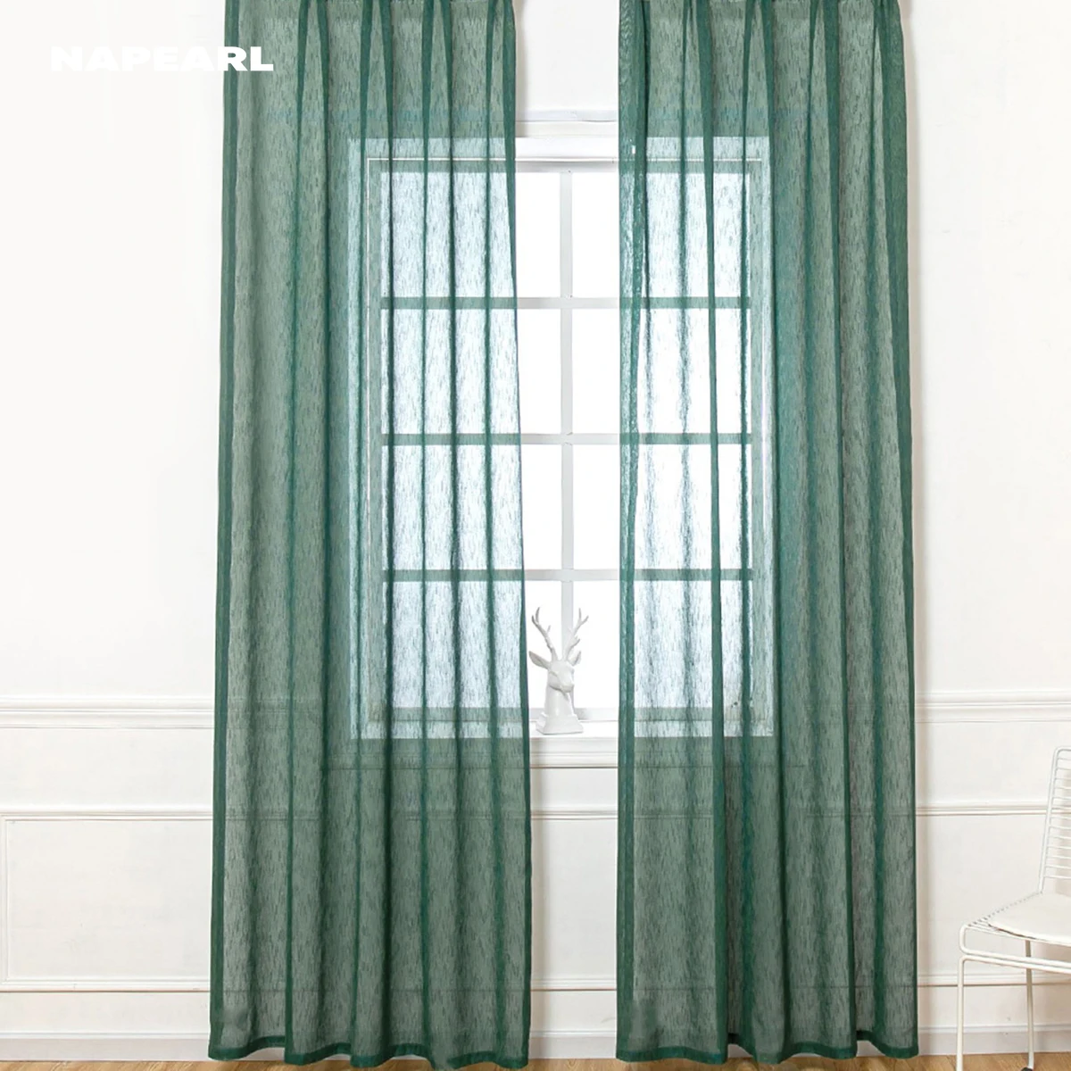 NAPEARL Semi Crushed Sheer Curtains For Living Room Window Solid Color Long Tulle Bedroom Curtain Party Drapes High Quality