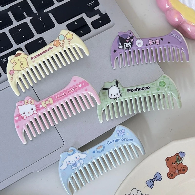 Kawaii Sanrio Hello Kitty klip rambut Kuromi sisir Cinnamoroll Pochacco Pin rambut poni klip samping gadis manis hiasan kepala