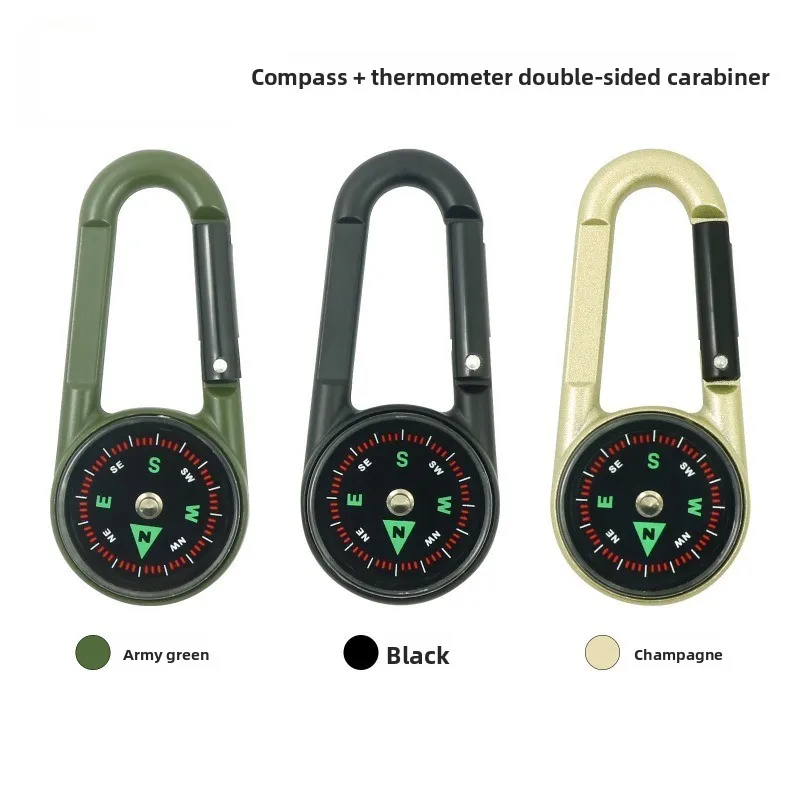 

2-in-1 Carabiner Clip with Compass & Thermometer - Portable Outdoor Survival Tool for Hiking, Camping & Backpacking