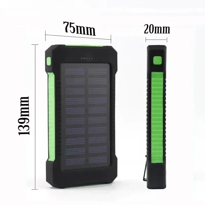 External Battery Solar Power Bank 20000mAh LEDSOS Flashlight FAST Charging Portable Waterproof Powerbank for Smart Mobile Phone