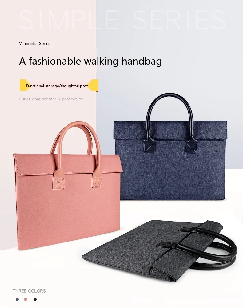 Modische Laptop-Tragetasche 13 15 Zoll Rosa Grau Wasserdichte Nylon-Aktentasche für Frauen im Büro – Detail 1