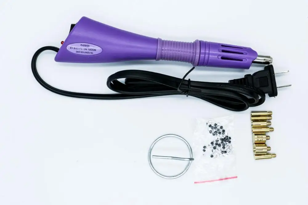 EU / US Fast Heated Hotfix Rhinestone Applicator Iron-on Wand Heat-fix Tool Gun Mixed Size Hot Fix Rhinestones Glass Decoretion