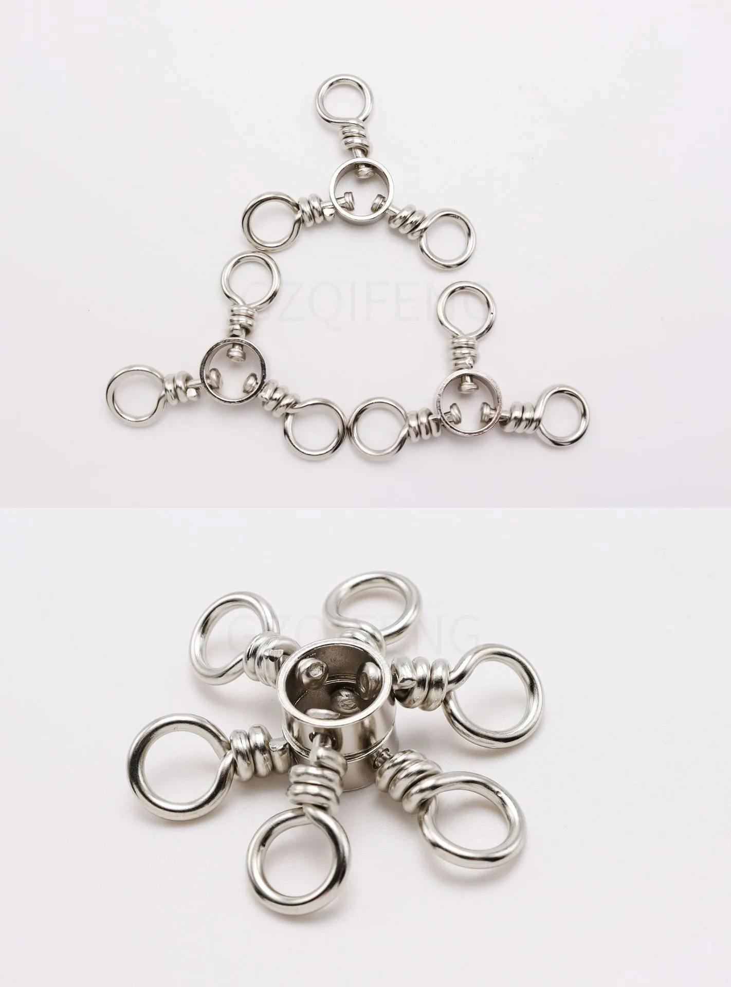 ZYZHE Dreifach-Wirbel aus Edelstahl für Meeresfischerei, Dreifachverbinder mit Festem Ring, Angelzubehör, 3-Wege-Wirbel-Rig – Detail 8