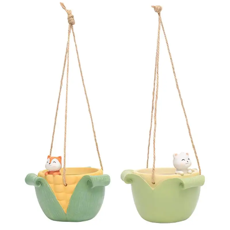 

Hang Planter Indoor Animal Miniature Resin Flowerpot Resin Corn Mango Planter Pot With Drainage Holes Flowerpot Succulent Pot