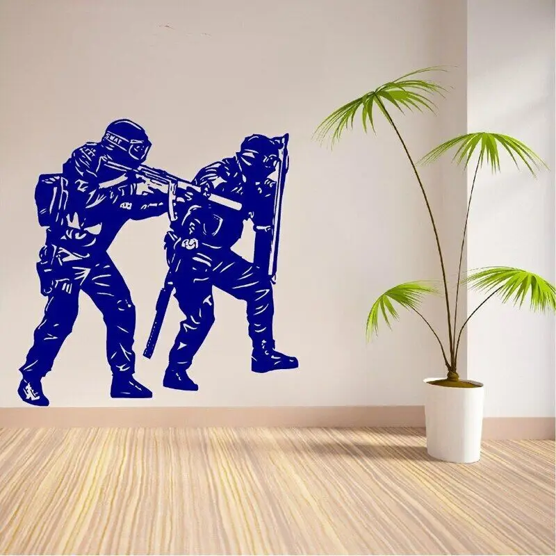 Police SWAT Wall Sticker Commando Soldier Vinyl Decal Army Stickers Bedroom Living Room Wall Decor Military Kids Room Art Mural