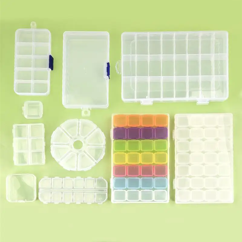 Transparent Plastic Jewelry Beads Storage Box Adjustable Container Case Diamond Embroidery Craft Organizer Pill Holder Storage