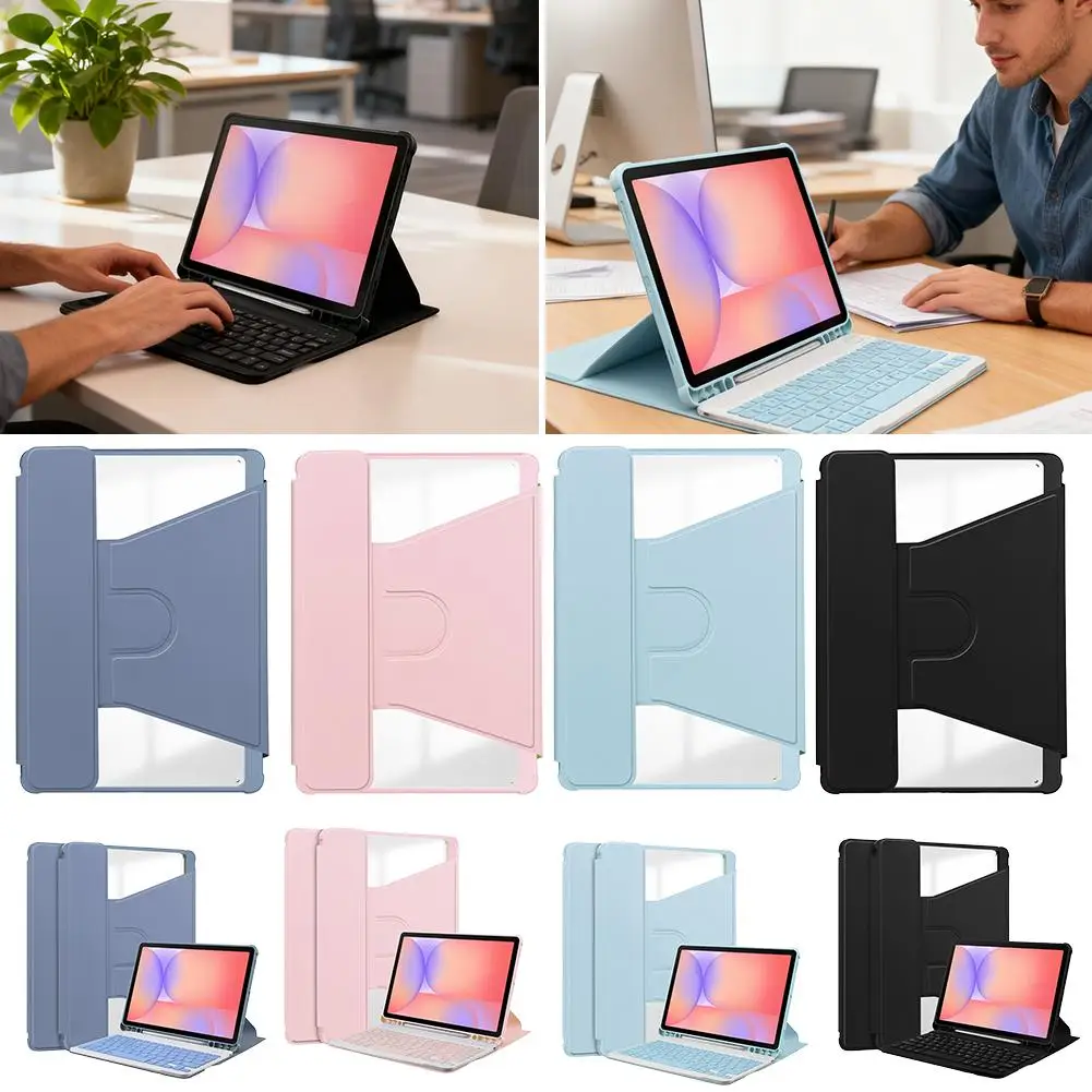 Leather Rotating Case For Samsung Tab S10 Lite SM-X400 Tablet Case With Keyboard Magnetic Breakaway Wireless Bluetooth Keyb Z8X6