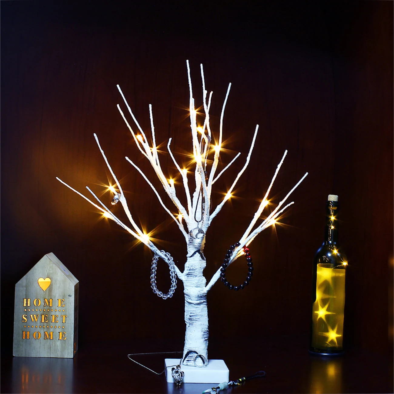 Birch Tree Warm White Light Up Tabletop Small LED Tree Artificial Decorative Branch Tree Lamp for Christmas Holiday Home Party