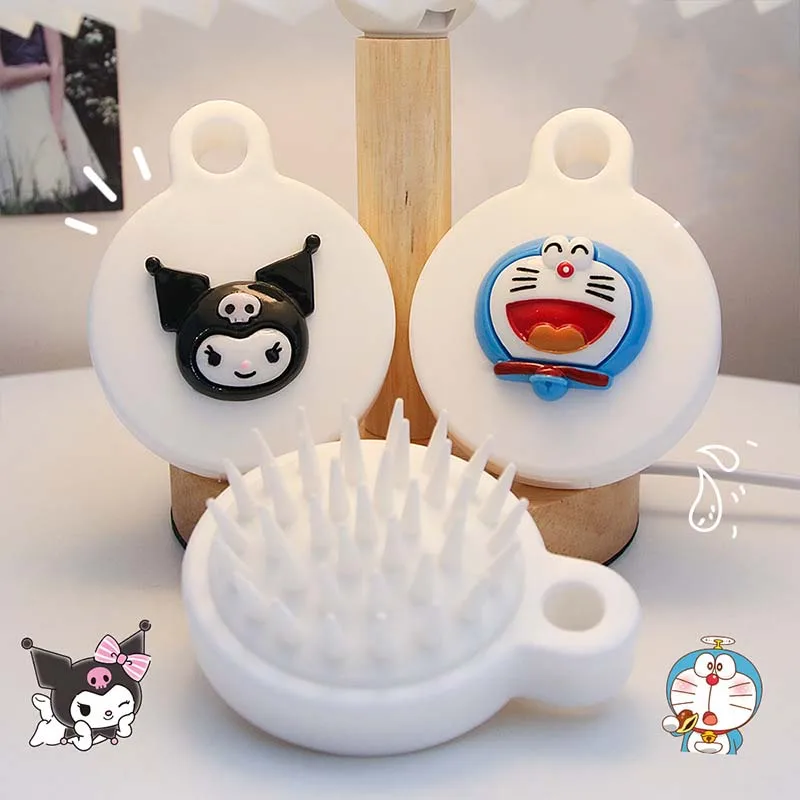 Sanrio Shampoo Brush Hello Kitty My Melody Kuromi Cute Silicone Massage Comb Scalp Anti-Itch Cleaning Brush Interesting Gifts