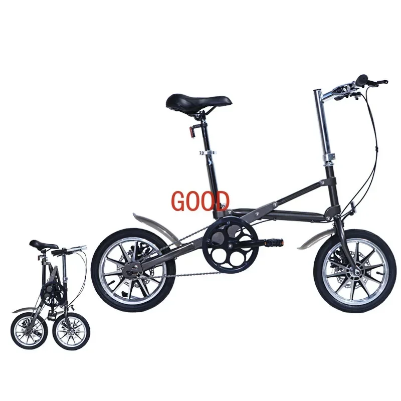 14 inch ultra lightweight portable variable speed folding bicycle gift bicycle, one second fast folding pedal bicycle