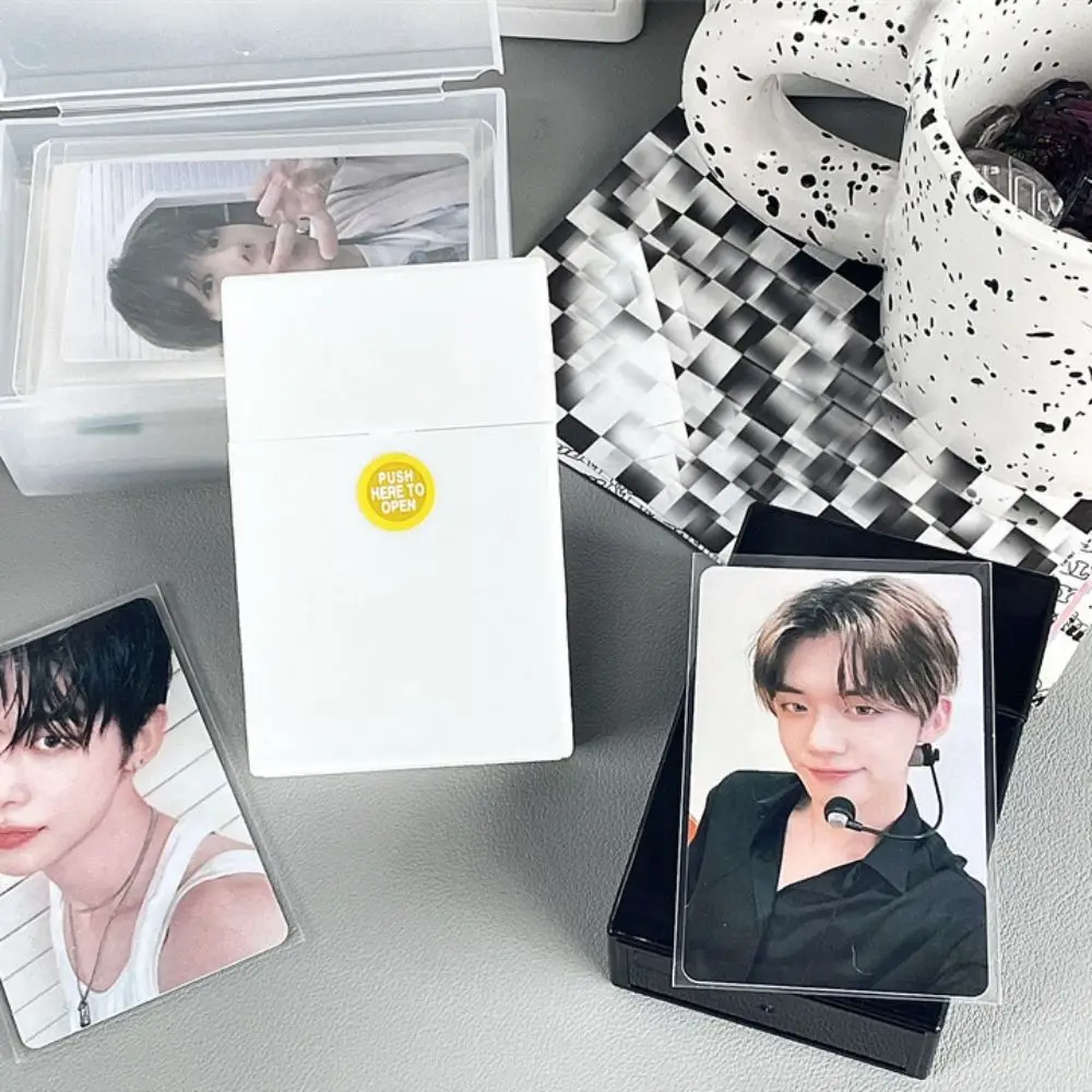 Black Photocards Storage Box White Transparent Kpop Idol Photo Card Holder Container Portable Card Sleeve Album Case