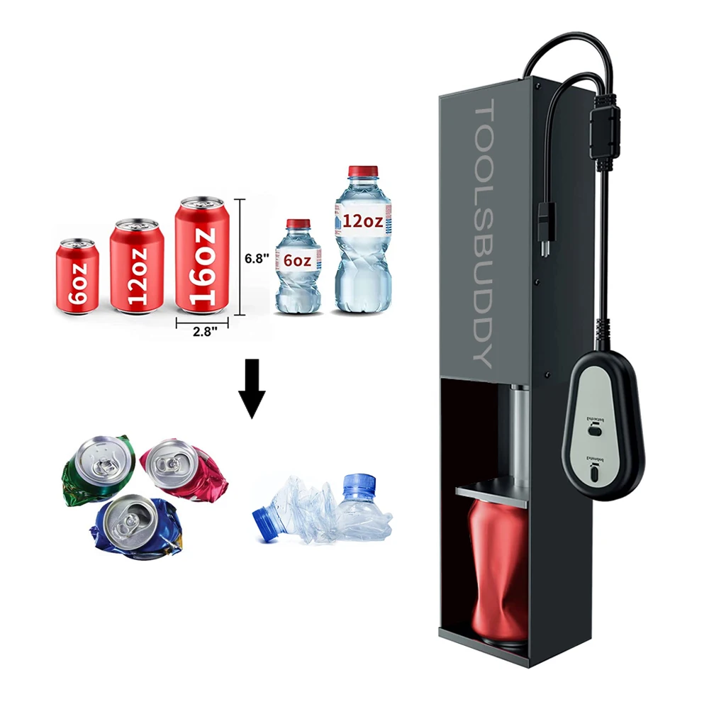 Home Use Electric Recycling Tool 16oz Metal Can Crusher for Aluminum Soda, Beer Cans and Bottles