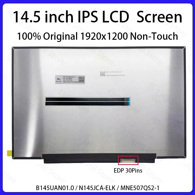 

14.5 Inch LCD Screen B145UAN01.0 N145JCA-ELK MNE507QS2-1 For Lenovo ThinkPad P14s Gen 5 21G2 21G3 Display Matrix Panel Non-Touch