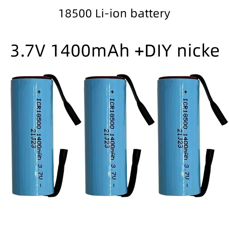 18500 rechargeable lithium-ion battery, 3.7V capacity 1400mAh, lightweight,+self-made nickel foil