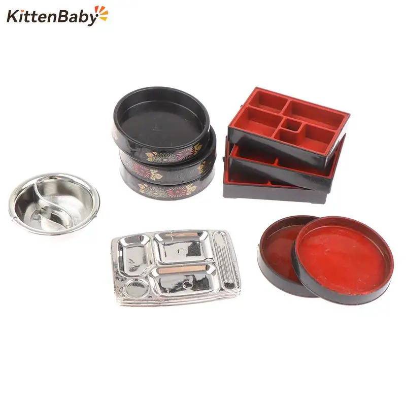 

3PCS Dollhouse Miniature Trays Plates Doll Mini Food Dishes Tableware Kitchen Toys Doll House Accessories