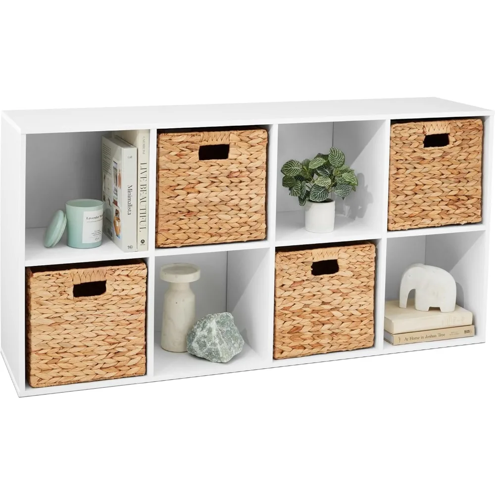 Products 8-Cube Storage Organizer, 11in Shelf Opening, Bookcase, Display Shelf, Customizable w/ 3 Removable Back Panels – White