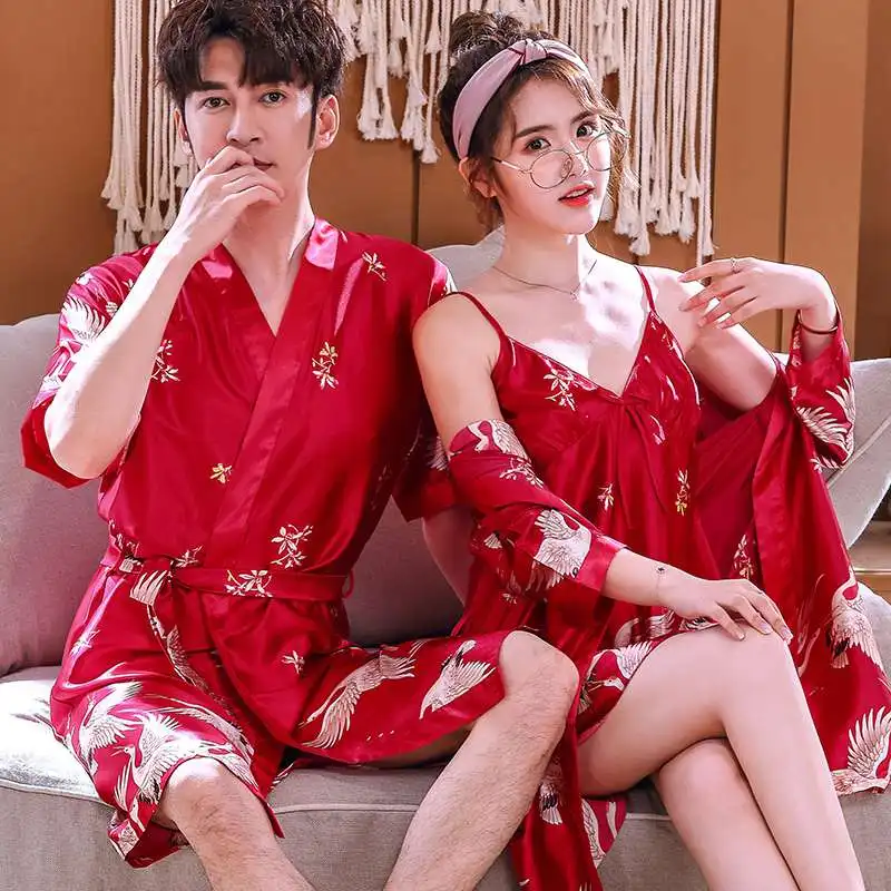 

Mens Home Service Sleep Wear Silk Satin Pajamas Pajama Pyjamas Hotel Holiday Honeymoon Sleepwear Robe Robes Nightgown Robes XXL
