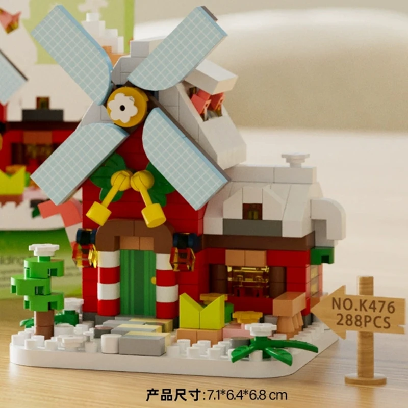 NOWY ZESTAW KLOCKÓW DIY Cztery Pory Roku Wiatrak Dom Willa Świąteczna Ulica Model Budynku Klocki dla Dziewczynek Zabawka dla Dzieci