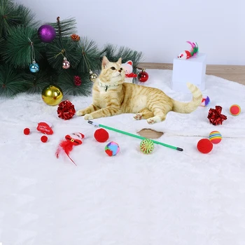 Pet Cat Christmas Combo Small Toys Pet Interactive Holiday Plush Toys Christmas Stocking Toy Combo Set 6