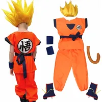 Kids Anime Son Goku Cosplay Costumes Krillin Training Clothes Superhero Outfits with Super Saiyan Wig Comic Con Party Costume