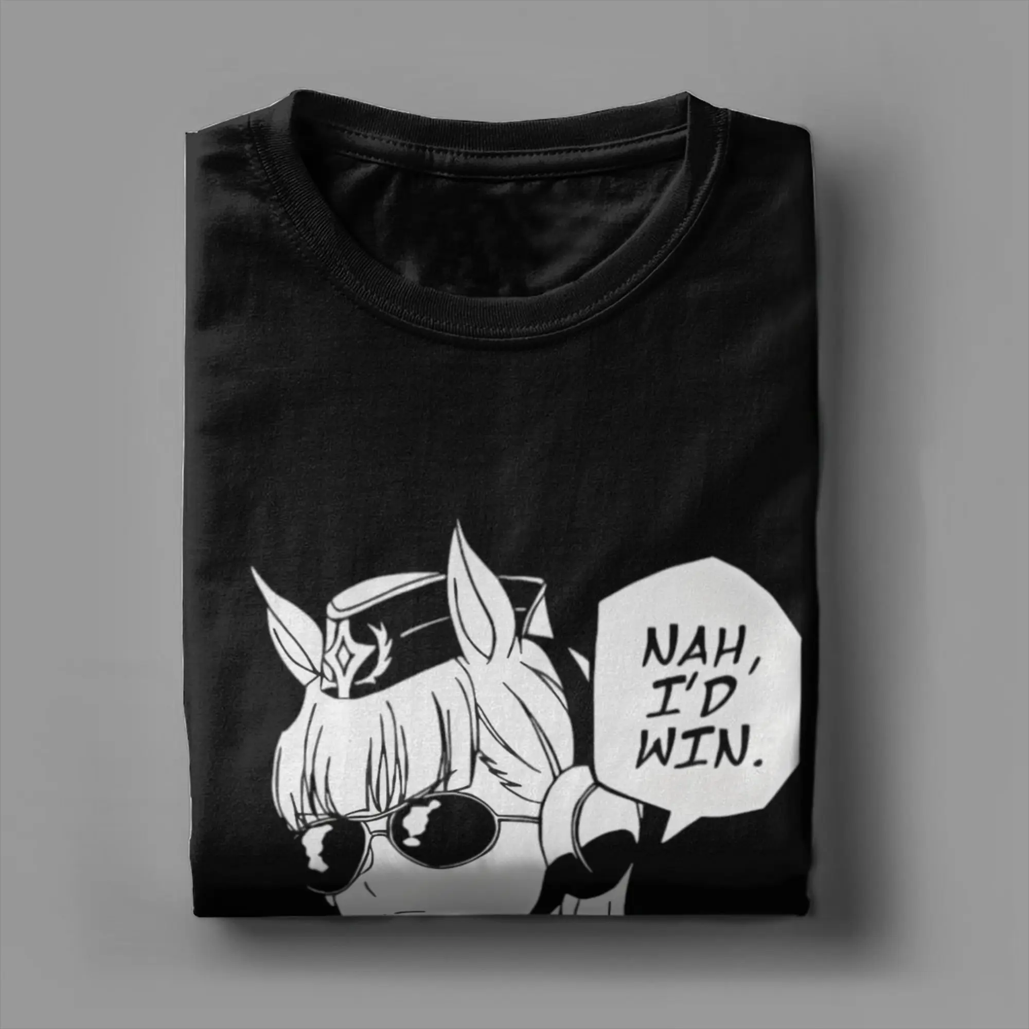 الترفيه الذهب السفينة أنيمي Caseneko Uma Musume تي شيرت الرجال الياقة المستديرة القطن تي شيرت قصير الأكمام تي شيرت حجم كبير الملابس #4