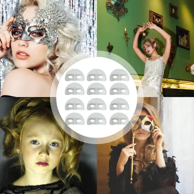 Paintable White Face Pack 12Pcs Half Face Masques Blank Graffiti Masque Coloring Masque For Decoration Art Cosplay