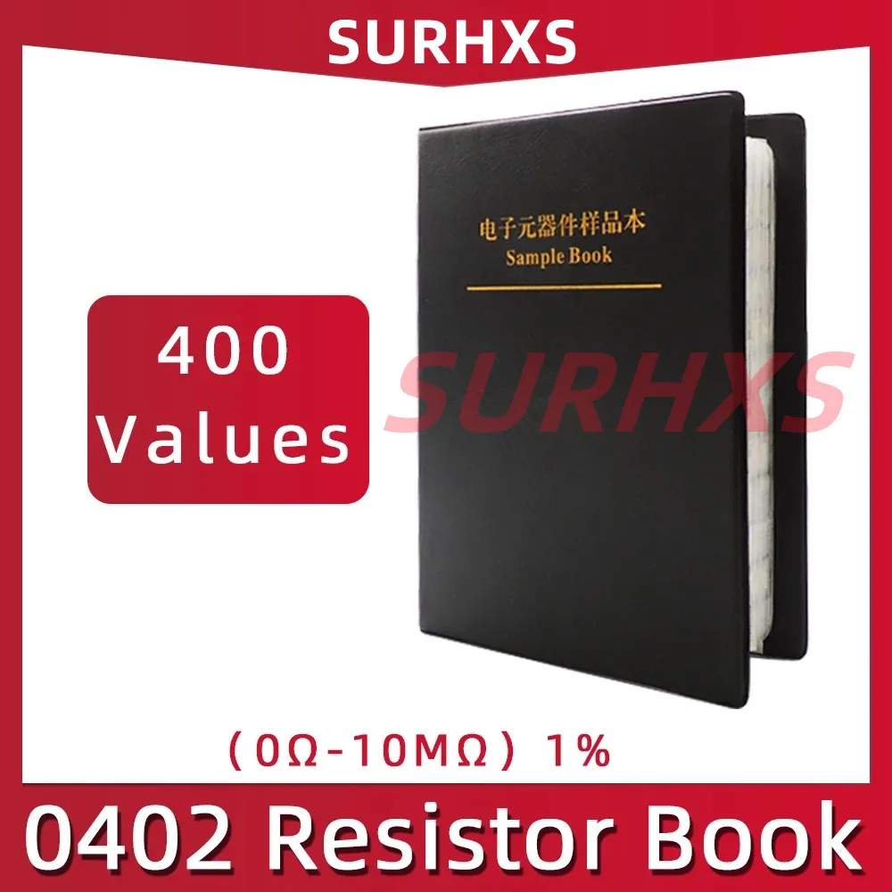 

0402 400Values 1% SMD Resistor Sample Book RC0402 FR-07 0R~10M 400Values 50pcs 20000pcs Resistors Kit