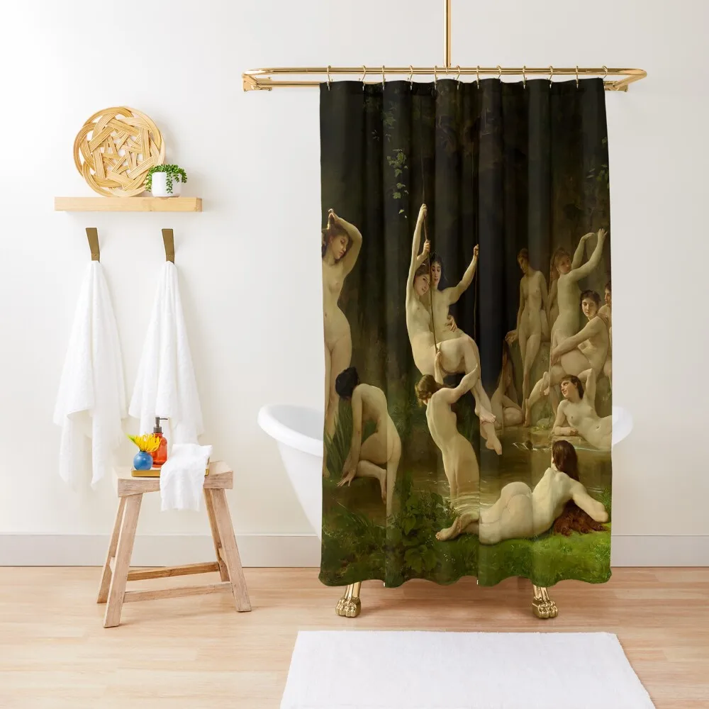 

William Adolphe Bouguereau - The Nymphaeum (re edit) Shower Curtain Window Bathroom Accessorys Curtain