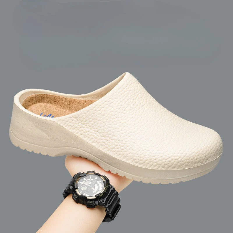 

Летние водонепроницаемые сандалии для поваров и медсестер, повседневные, легкие, дышащие, для мужчин, с защитой для ног