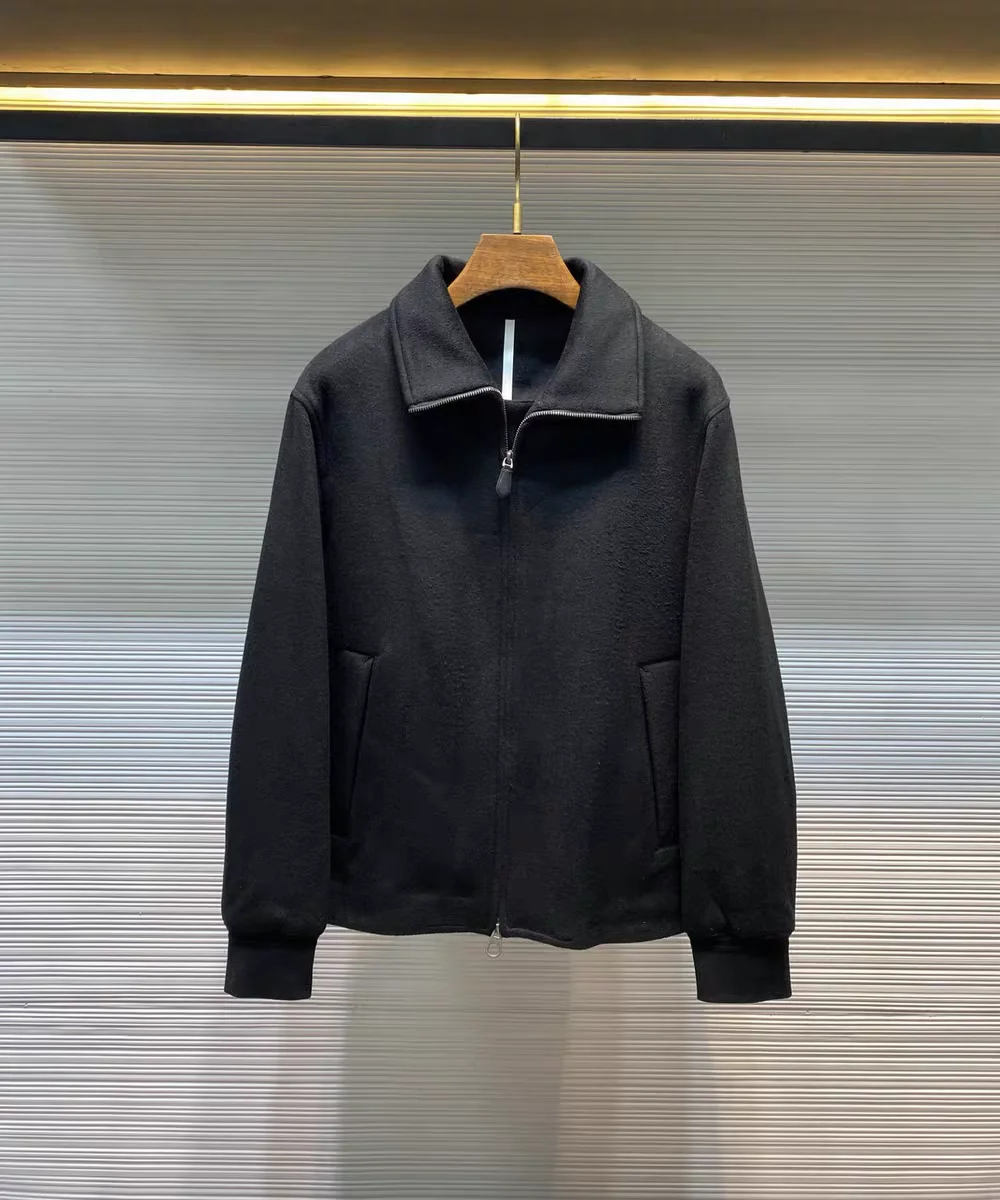 

Men's Casual Wool Blend Sweater Coat Zipper Collar Jaet Autumn Winter Faion Stand Fit Long Sve Color Coat