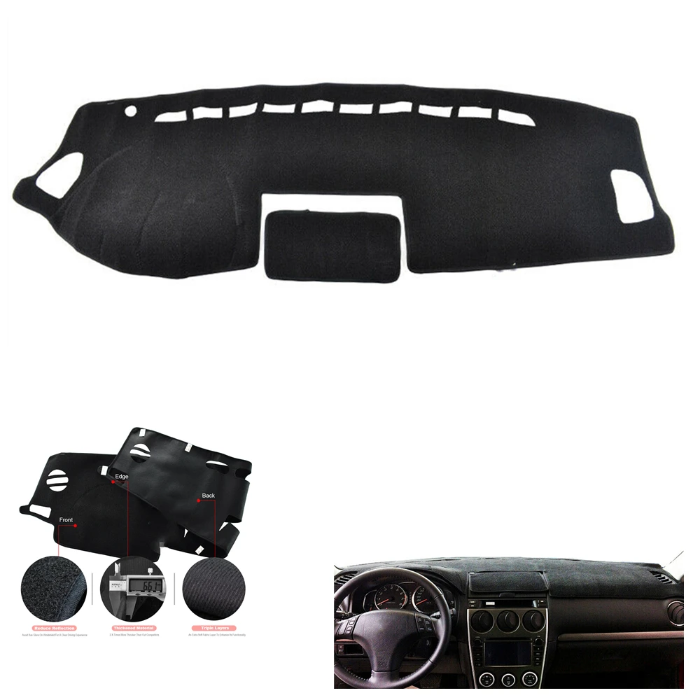 Dashboard Cover Console Dash Board Panel Mat Front Sun Shade Carpet Strip For Mazda 6 2003-2008