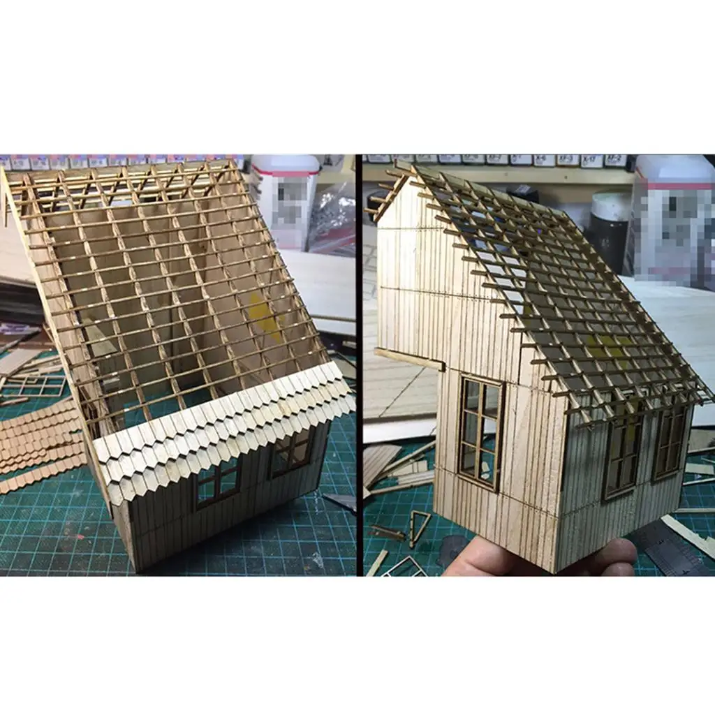 Scale House Wood Cabin Wargame Accessories Kits DIY Dioramas