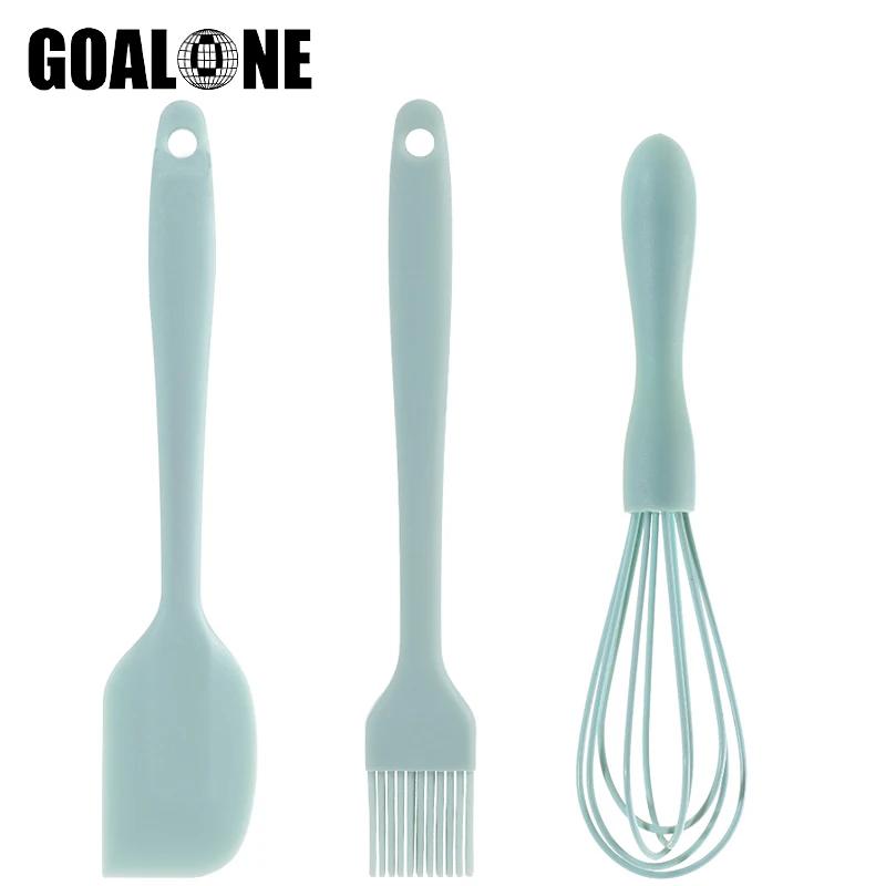 3 pçs silicone mini ferramentas de cozimento conjunto bpa livre resistente ao calor espátula escova batedor para cozinhar cozimento conjunto de utensílio cozinha antiaderente