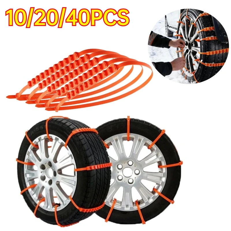 10/20/40PCS Anti Slip Car Tire Chains Thickened All Season Traction for SUV Offroad Ice Mud Snow Emergency Easy Install Safety