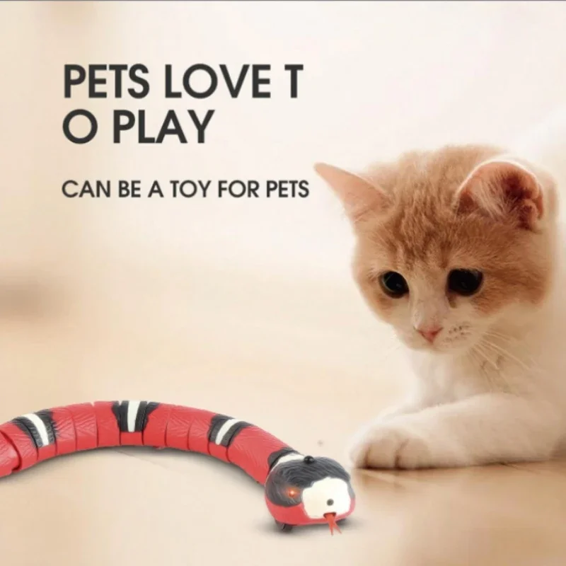 Smart Sensing Cat Toys Interactive Automatic Eletronic Snake Cat Teaser Indoor Play Kitten Toy USB Rechargeable for Cats Kitten