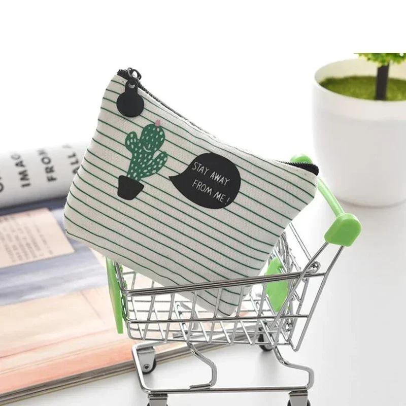 Random Cactus Pattern Small Fresh Style Mini Coin Purse Key Cards Wired Headset Classification Storage Bags Coin Pouch