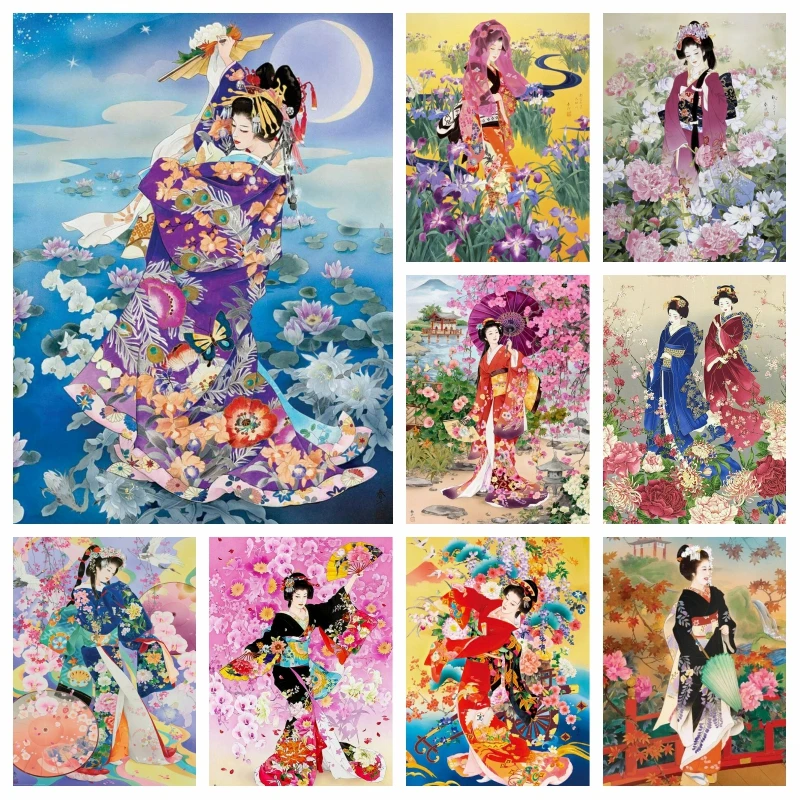 

Haruyo Morita Japanese Geisha Woman Diamond Painting Complete Kit Tsuki Hoshi Asian Art Mosaic Cross Stitch Handwork Home Decor