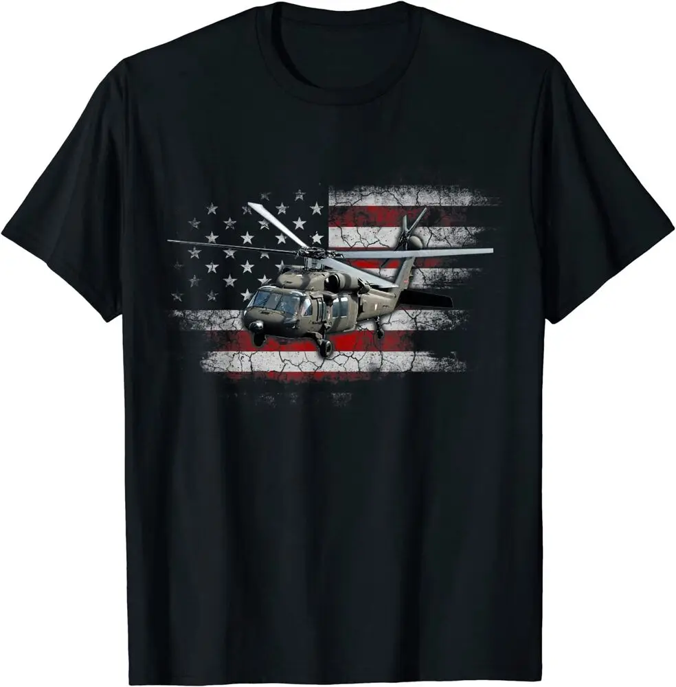 UH-60 Black Hawk Helicopter Vintage Flag T-Shirt  For Men Clothing Women Short Sleeve Tees Vintage High Quality 100%Cotton