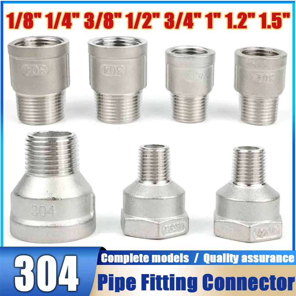 

BSP Female To Male Thread 1/8" 1/4" 3/8" 1/2" 3/4" 1" 1.2" 1.5" Reducer 304 Stainless Steel Pipe Fitting Connector Adapter