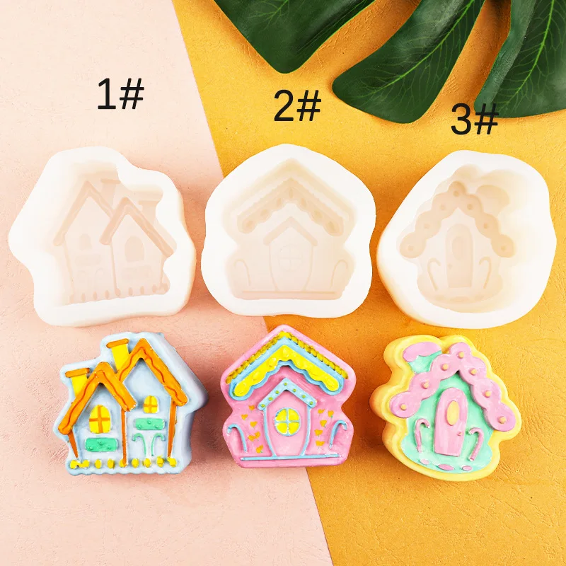 Cute House Modeling Handmade Soap Silicone Mold Scented Candles Christmas Log Cabin Decoration Accessories 17-844