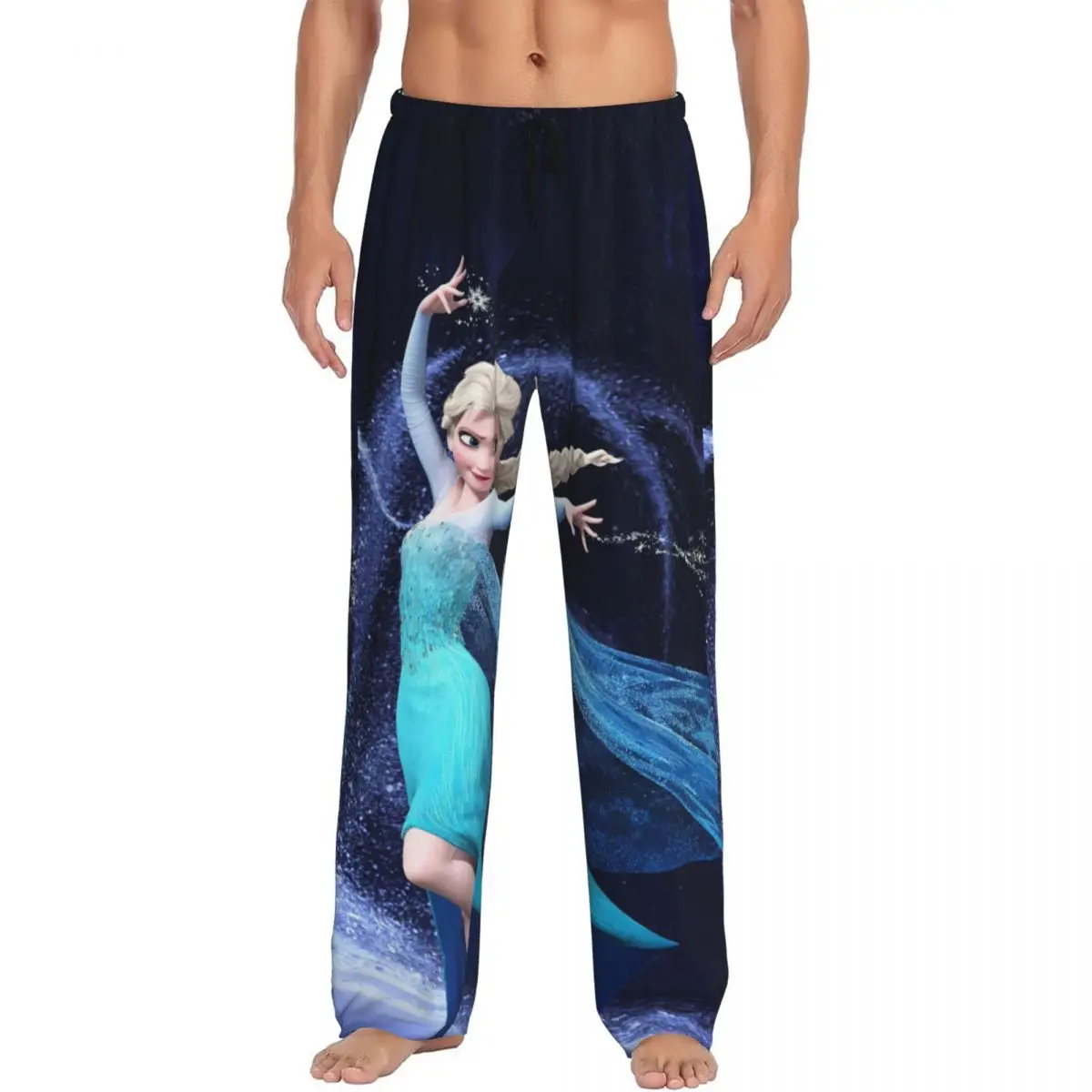 

Custom Printed Men's Cartoon Frozen Pajama Pants Animation Elsa Sleepwear Sleep Lounge Bottoms with Pockets