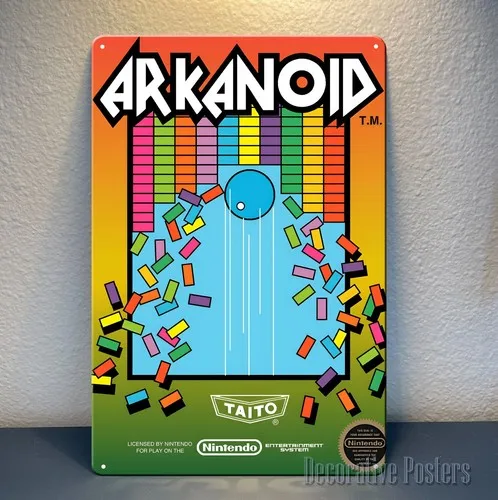 Póster Metálico de Videojuego Retro Arkanoid - Tamaño: Letrero