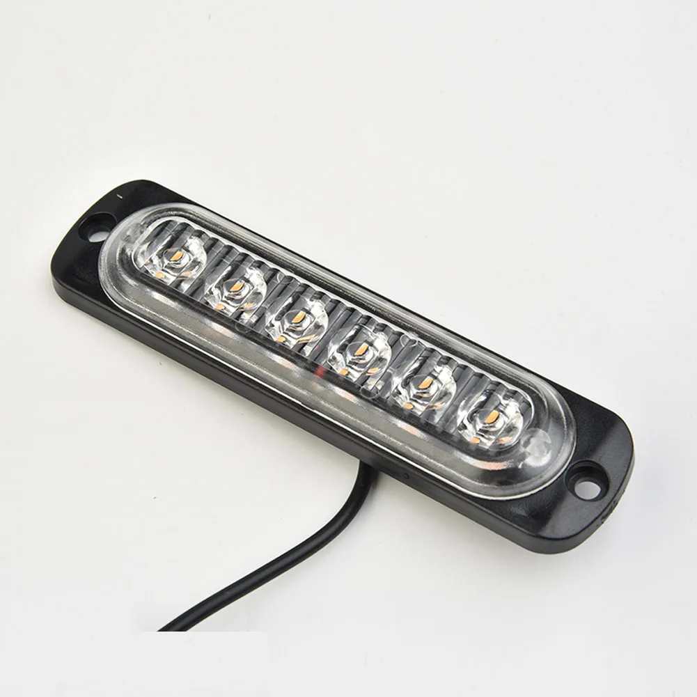 مصباح LED ضوء فلاش ضوء 1 قطعة 6LED الضوء الأصفر ملحق الإسكان الأسود تيار مستمر 12 فولت لاستبدال السكن البلاستيكي للسيارة