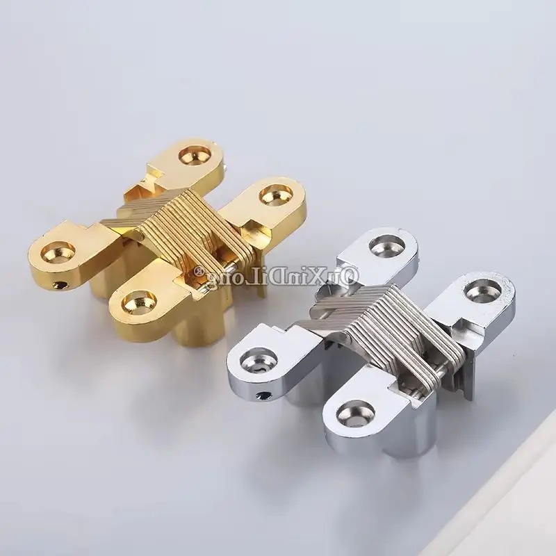 Durable 10PCS Zinc Alloy Invisible Hidden Cross Door Hinges Concealed Folding Door Hinges DIY Furniture Hinges