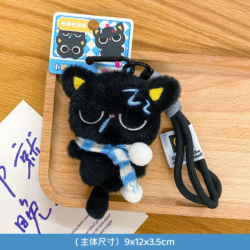 جديد أفخم ليتل الأسود القط دمية حقيبة لطيفة قلادة معلقة حبل فتاة تنوعا قلادة المفاتيح هدية عيد #5