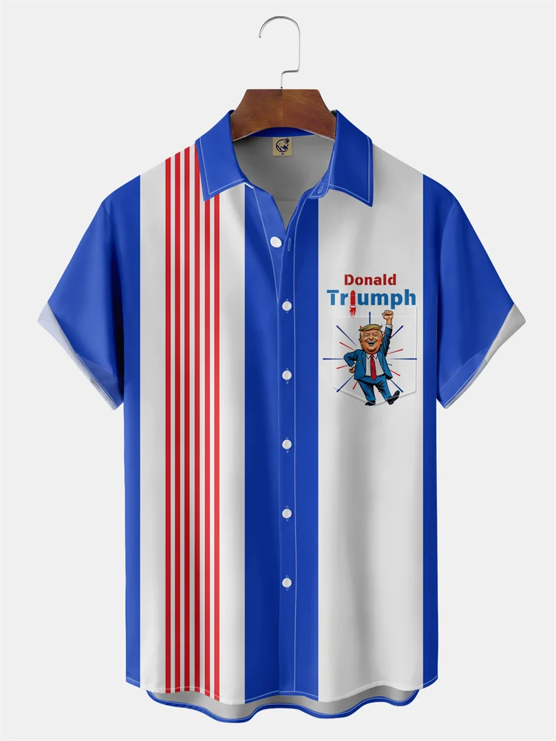 Camisa Unisex Manga Curta, Roupas Masculinas, EUA, Donald, Donald, Bandeira 3D Impressa América, Gráfico de Eleição Presidencial