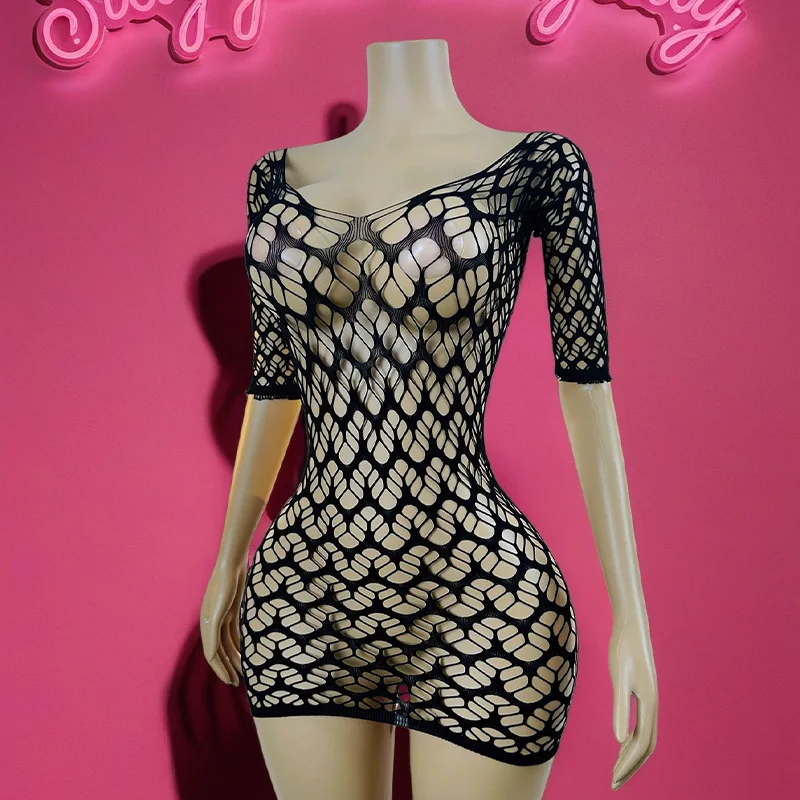 1 peça mulheres arrastão cobrir sem biquíni lingerie sexy transparente oco vestido bodycon manga comprida roupa de praia ds059